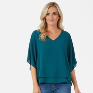 White House Black Market Teal Kimono Sleeve Blouse XS | NWT